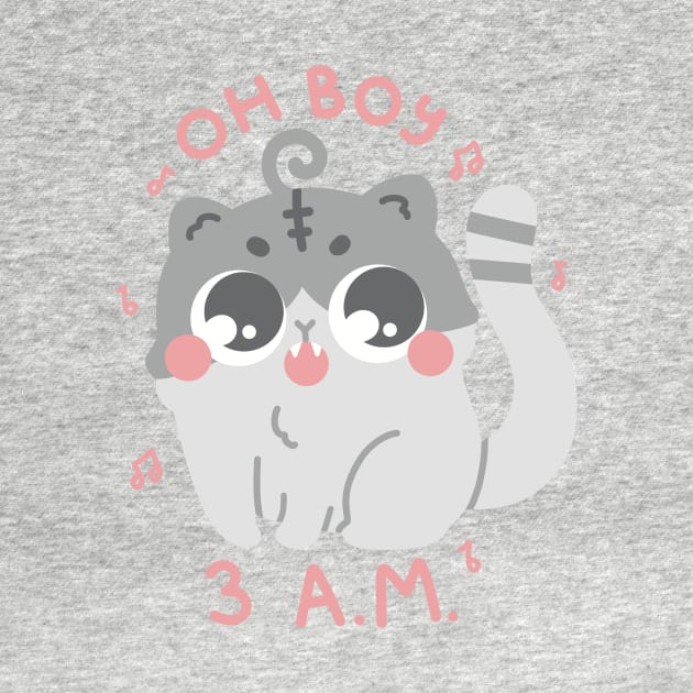 Oh Boy 3 AM Funny Cute Cat Art by Sweetums Art Shop